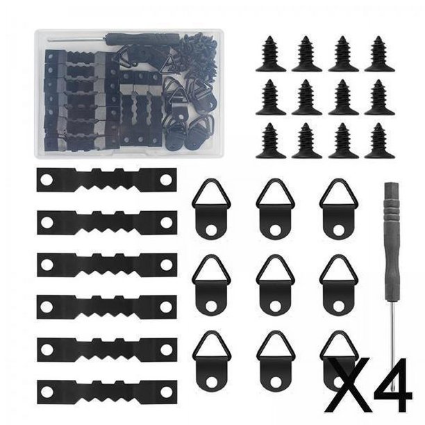 4x 151x Colgador de Marco de Fotos con Dientes de , Colgadores de Cuadros Surtidos, Fáciles de Usar con Estuche con Tornillos para Fotos de Pintura 4 piezas