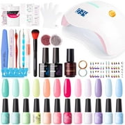 Gellen 12 Colors Colorful Rainbow Gel Nail Polish Starter Kit - with 72W UV/LED Nail Lamp
