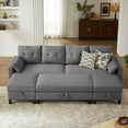 thumbnail image 4 of Chireca 101" Modern Sectional Sleeper Sofa Bed, U Shaped Couch with Storage Ottoman and Side Pockets, 4 Seater Sofa for Living Room Apartment, Light Grey, 4 of 9