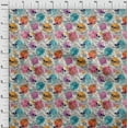 thumbnail image 3 of oneOone Cotton Silk Orange Fabric Floral & Skull Diy Clothing Quilting Fabric Print Fabric By Yard 42 Inch Wide, 3 of 4