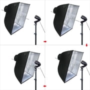 LINCO LED Photography Studio Lighting Backdrop Stand Kit 3 Color Muslin (Black/White/Green) Background Support Kit-AM243