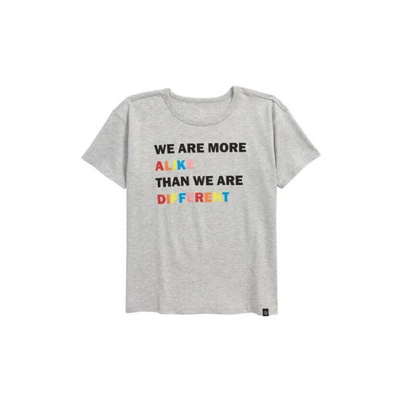 Treasure & Bond Kids Cotton T-Shirt Heather Grey We Are More Alike Size L 10-12