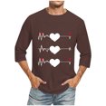 thumbnail image 2 of Jinhomg Mens 2025 Holiday Tees Cute Valentine's Day Heart Graphic T-Shirts Big and Tall Comfy 3/4 Sleeve Crew Neck Tops Fashion Gifts Brown XXXL, 2 of 5