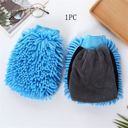 Thick Foaming gloves Wipe The Car Waterproof Car Cleaning Mitt Double-faced Glove Car Wash Gloves Auto Care LIGHT BLUE