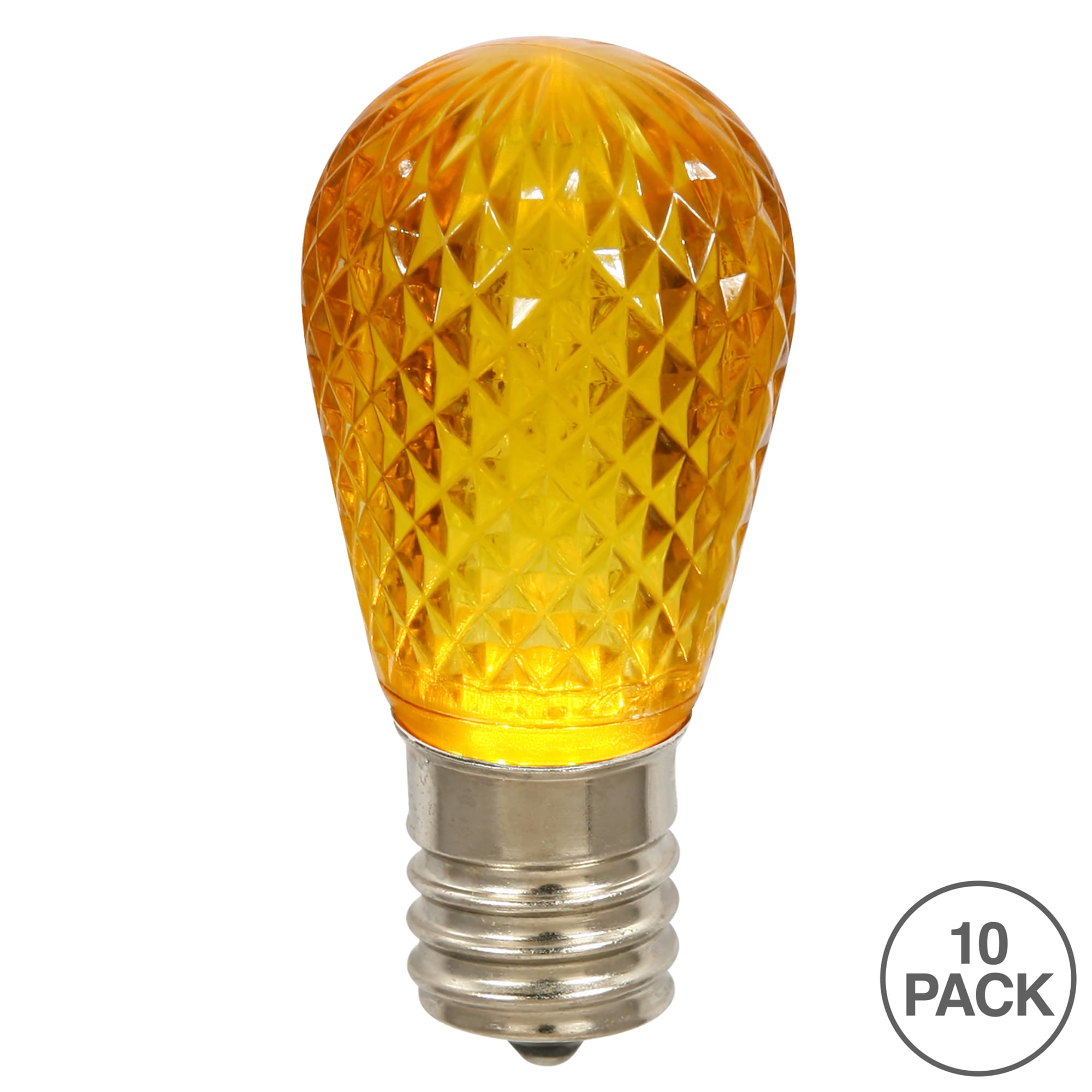 Vickerman S14 LED Yellow Faceted Replacement Bulb, 10 Bulbs per Pack