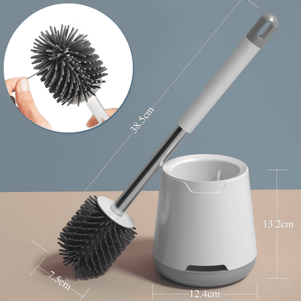 TPR Bristle Toilet Brush with Anti-Rust Handle and Ventilated Holder