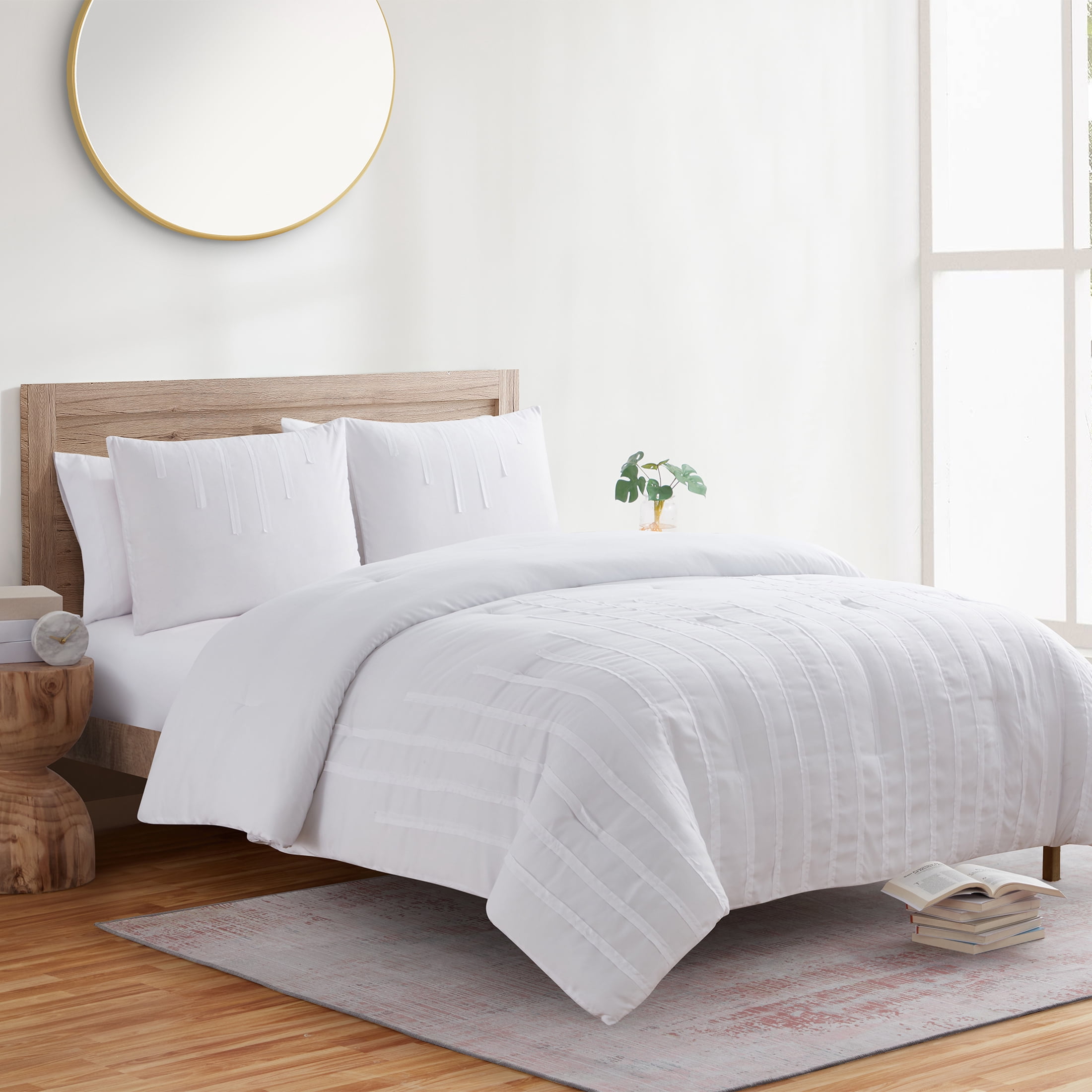 Jade + Oake Ridney 3-Piece White Striped Comforter Set, King