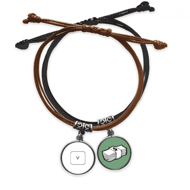 Teclado símbolo V Pulsera Cuerda Mano Cadena Cuero Dinero Pulsera Unbranded M