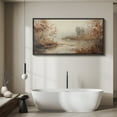 thumbnail image 5 of Large Framed Canvas Print Forest stream in Autumn Wall Art Decorative Ready to Hang Painting for Living room Bedroom - 60"x30" Black Frame, 5 of 9