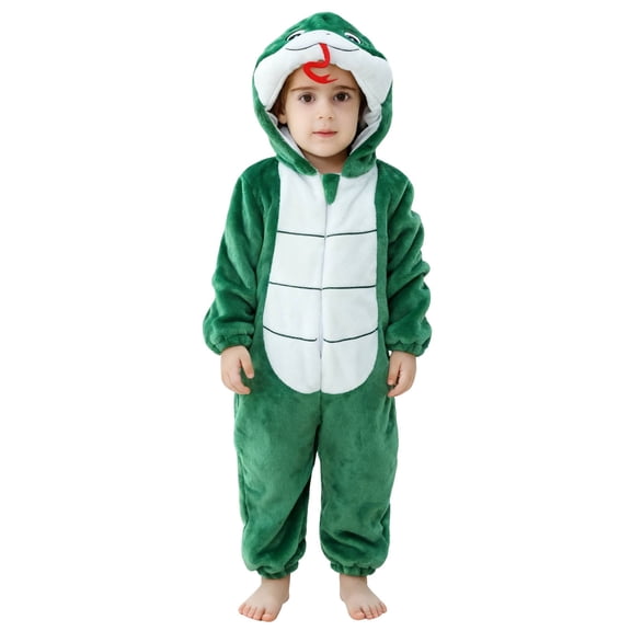 Mercatoo Kids Snake Animal Onesie Costume Zip Up Hooded Fleece One Piece Clothes Halloween Outfit for Toddler Boys Girls