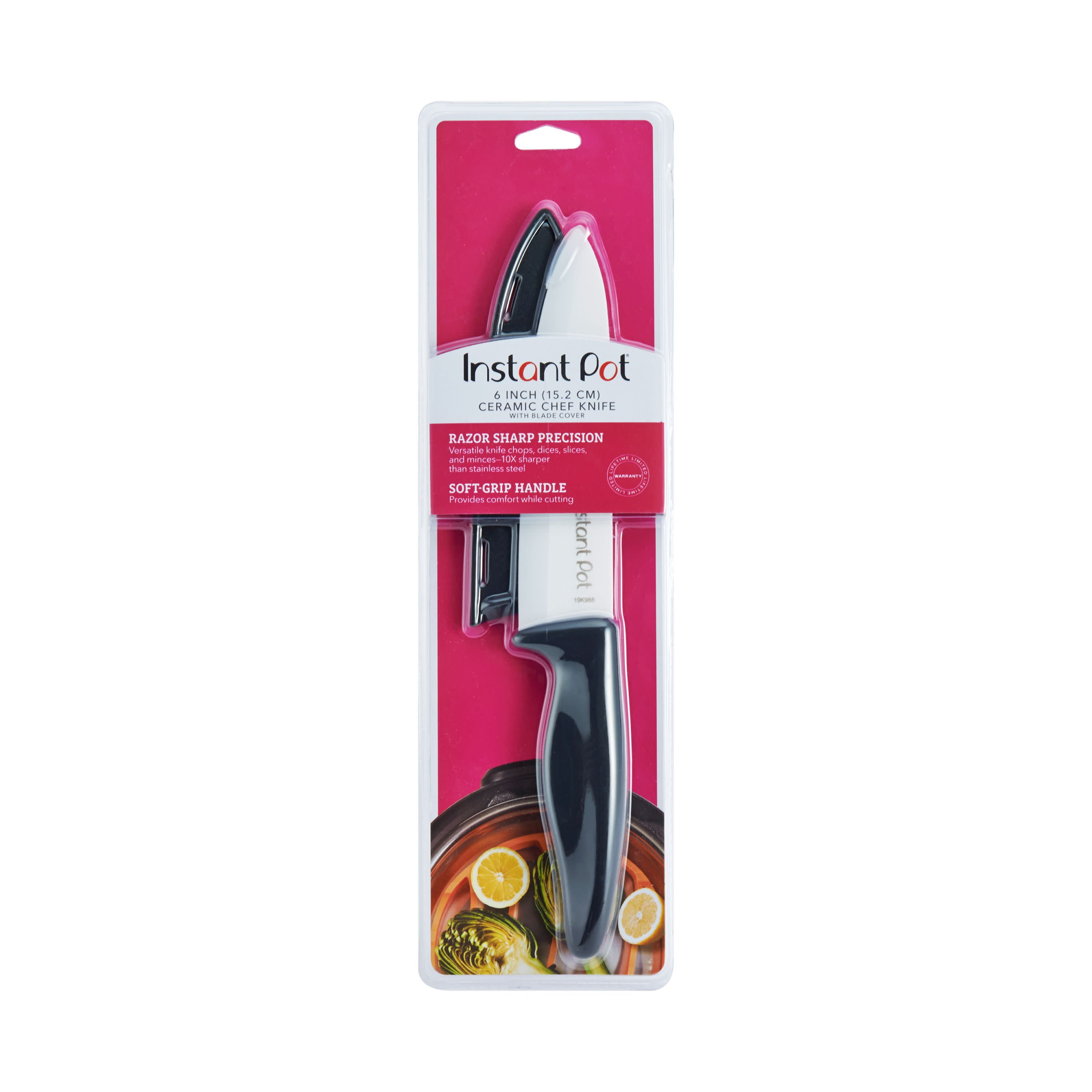 Instant Pot 6-inch Ceramic Chef Knife with Blade Cover, Black 