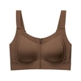 thumbnail image 4 of Wang6 Womens Front Zipper Wireless Sports Bras Seamless Plus Size Padded Workout Bras Full Coverage Running Yoga Gym Bralettes T Shirt Bra Coffee M, 4 of 5