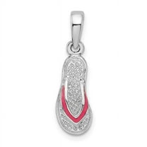 Finest Gold Sterling Silver Polished Enameled Pink Flip-flop Pendant