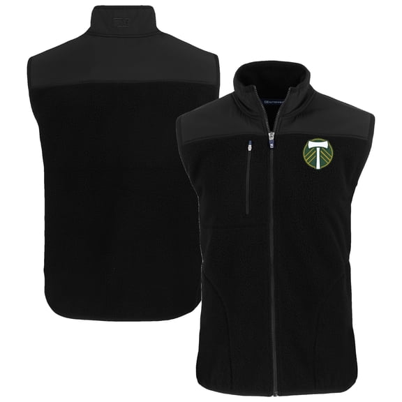 Men's-Cutter & Buck  Black Portland Timbers Cascade Eco Fleece Vest