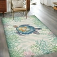 thumbnail image 3 of Sea Turtle Coastal Area Rug 4'x6', Blue Green Summer Beach Coral Ocean Washable Non-Slip Rugs, Low Pile Large Carpet for Living Room Bedroom Dining Room Kitchen Office Indoor Mat, 3 of 9