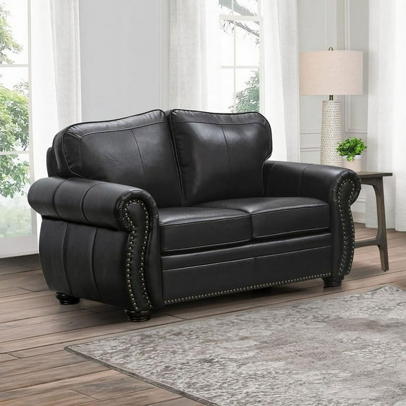 Devon & Claire Briton Leather Loveseat, Dark Brown