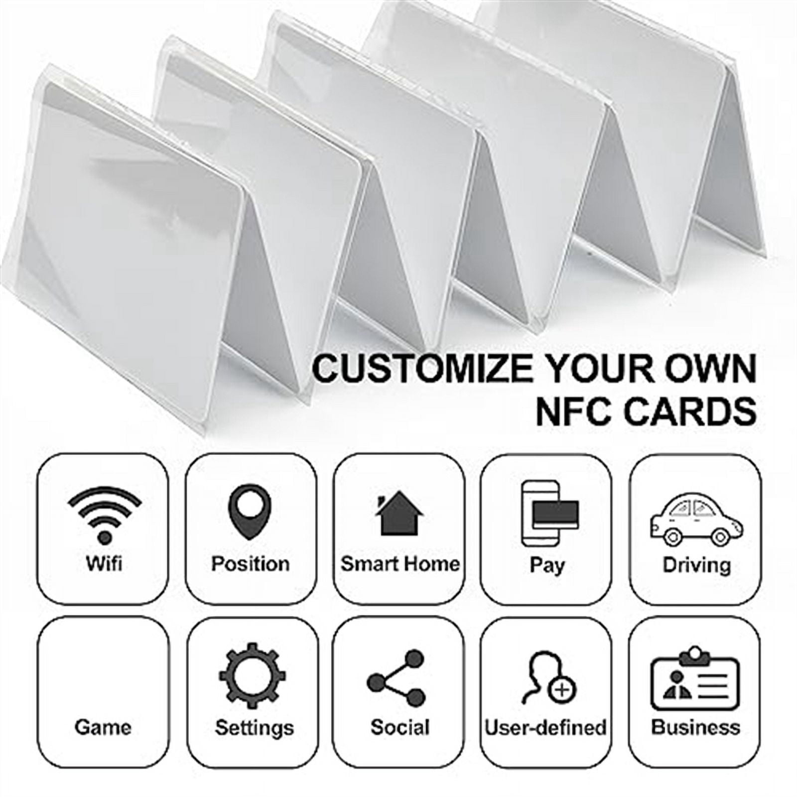 100 PCS NFC Cards Blank 215 NFC Cards 215 Tags Rewritable NFC Cards 504 Bytes Memory for All NFC Enabled Device