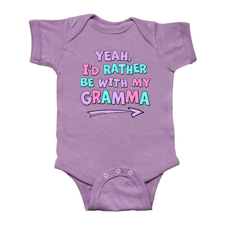 

Inktastic Yeah I d Rather be with My Gramma in Pink Blue and Purple Gift Baby Boy or Baby Girl Bodysuit