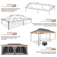 thumbnail image 6 of HOTEEL 12'x20' Heavy Duty Outdoor Gazebo, Patio Gazebo Waterproof Large Party Tent & Shelter with Double Roofs, Mosquito Nettings and Privacy Screens for Backyard, Garden, Lawn, Gray, 6 of 9