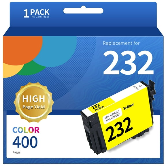T232 ink cartridge Replacement for Epson T232 232XL Ink for Epson Expression Home XP-4205 XP-4200 Workforce WF-2950 WF-2930 Printer（Yellow-140 pages)1-PACK