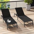 thumbnail image 1 of Gymax 2 Pcs Chaises Longues Inclinables Chaise Inclinable de Patio Pliante avec Dossier à 5 Positions, 1 of 10