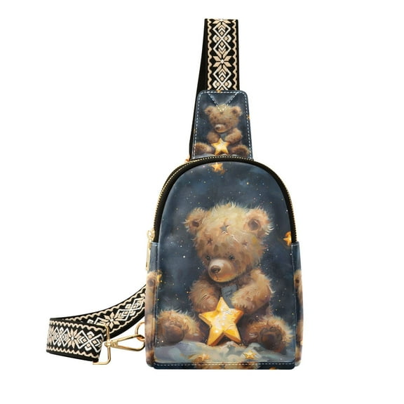 Stars Teddy Bear Crossbody Bags Fanny Pack Sling Bag for Travel Chest Bag Shoulder Bag for Women Trendy