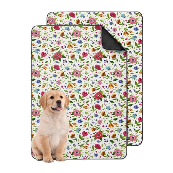 Medium Floral Print Washable Training Mats 2-Count, 24x35 Inch Reusable Puppy Pads, Highly Absorbent Dog Potty Pad for Indoor Floor Protection