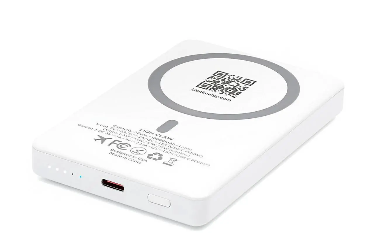 Lion Energy - Lion Claw Magnetic Power Bank for MagSafe Phones & USB Devices - Instant Wireless Charging -10,000 mAh/36Wh