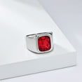 thumbnail image 2 of Men's Stainless Steel Silver Plated Ring with Cushion Cut Gemstone Simple Ring Size 7-13, 2 of 3