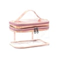 thumbnail image 1 of Transparent Cosmetic Bag Waterproof Toiletry Bag Ladies Cosmetic Bag Transparent Double Layer Waterproof High Capacity Toiletry Storage Bag For Travel Pink, 1 of 7
