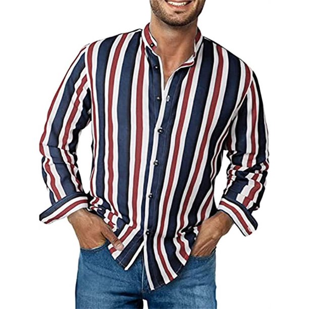 Camisa de solapa a rayas para hombre, para oficina y exteriores, moda , nuevas blusas de primavera y verano, nuevas blusas de manga larga con botones a la moda