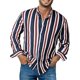 thumbnail image 1 of Camisa de solapa a rayas para hombre, para oficina y exteriores, moda , nuevas blusas de primavera y verano, nuevas blusas de manga larga con botones a la moda, 1 of 6