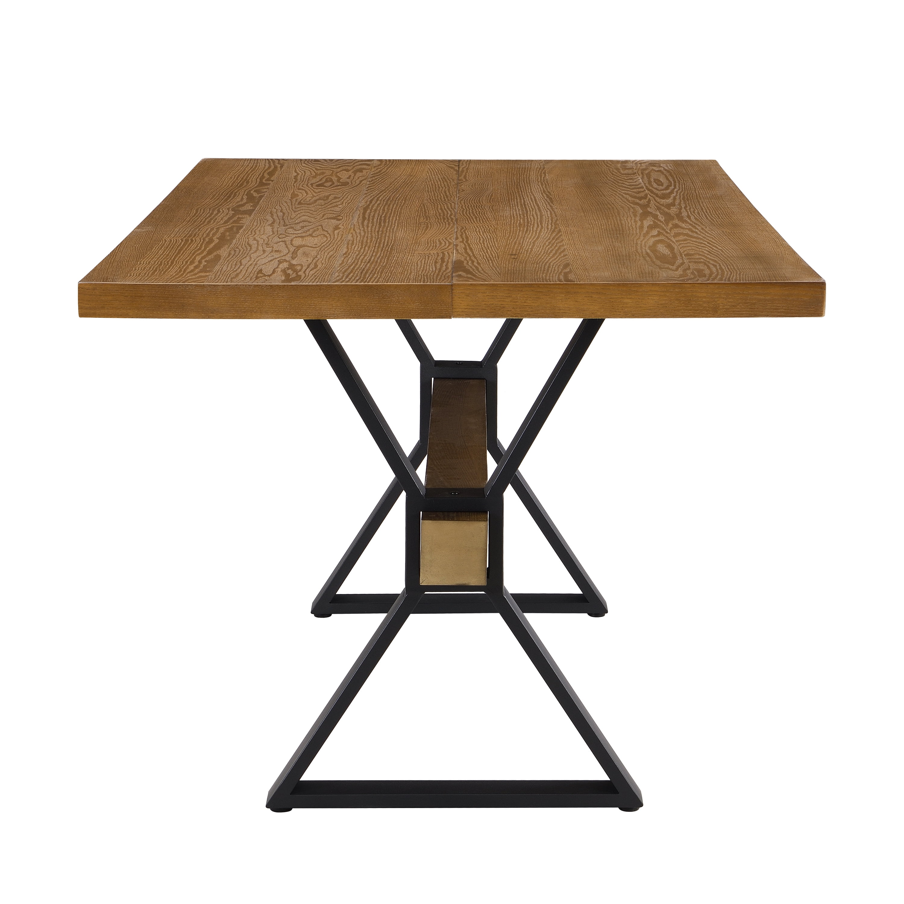 Euroco 63" Wood Rectangular Dining Table for 4-6, Kitchen Table with X-shaped Metal Legs for Kitchen Dining Room,Living Room,Brown
