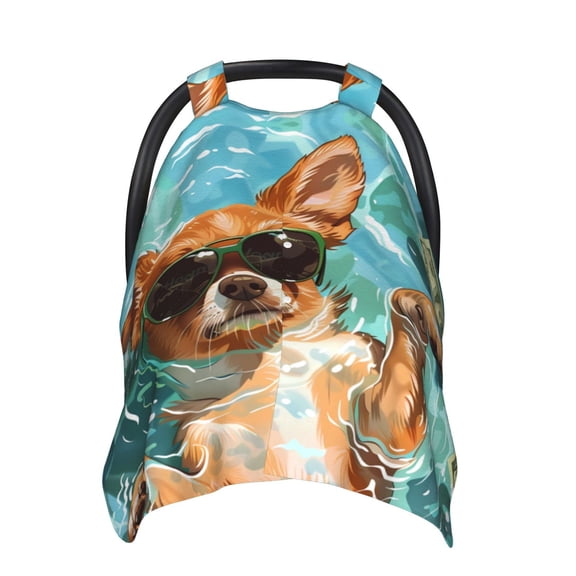 Car Seat Cover Baby - Funny Swimming Chihuahua Breathable Infant Car Seat Cover for Baby Carseat, Lightweight Comfort Baby Essentials Must Haves Newborn Stuff for Girl Boy