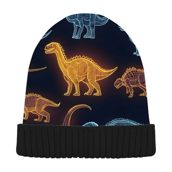 joogoo Dinosaur Beanie Hats Cuffed Winter Warm Knit Thick Beanies
