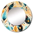 thumbnail image 2 of Designart "Bohemian Eclectic Feathers In Yellow And Blue" Boho Rund Mirror For Wall Decor - Large Orange Round Print Mirror - Round Bohemian Mirror - Wall Mounted Round Large Mirror - 29" x 29", 2 of 6