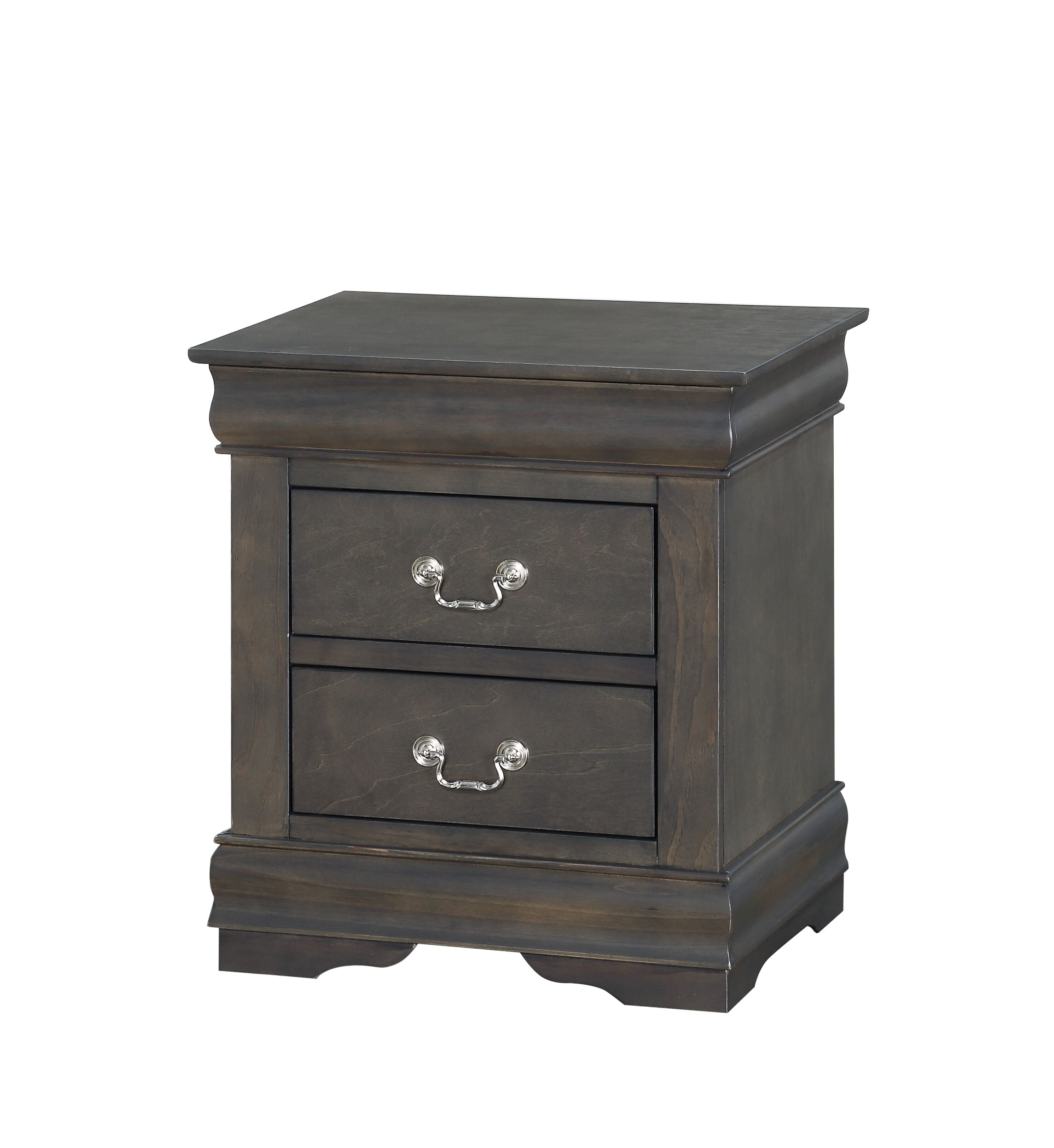 Acme Louis Philippe Nightstand With 2 Storage Drawers In Dark Gray Walmart Com Walmart Com