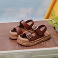thumbnail image 2 of (0-3.5Years) Boys Girls Vintage Double Buckle Sandals Closed Toe Anti-Kick Soft Non-Slip Sole Summer Shoes for Toddler Baby Kids Brown 6.5 Toddler(23), 2 of 8