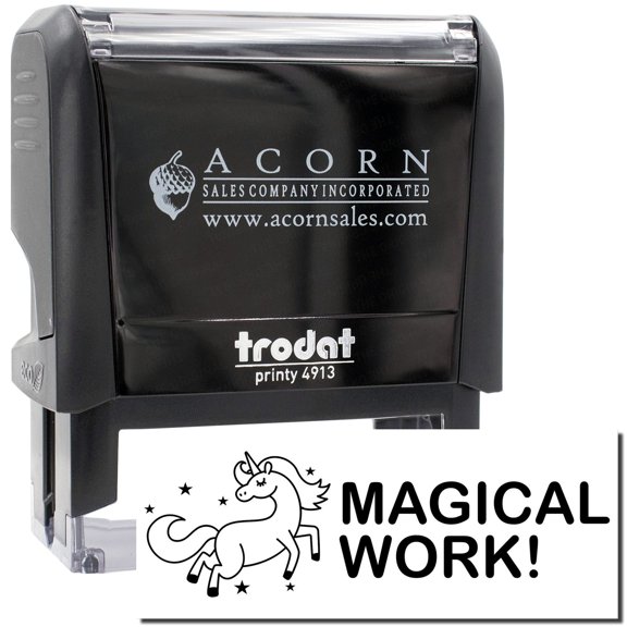 Large Self-Inking Magical Work Stamp, Trodat Printy 4913, Press and Print Stamping, Impression Size 7/8" x 2-1/4", Up to 10,000 Impressions - Black Ink