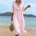 thumbnail image 2 of Omexry Spring Summer Dresses for Women Women's Summer Casual Dress Gradual Sleeveless Neck V-Neck Long Dress Pink S, 2 of 8