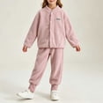 thumbnail image 5 of Acaics Girls' 2 Piece Fleece Tracksuit Set: Stand Collar Button Up Long Sleeve Jogger Outfit, Warm Loungewear for Girls Ages 1–10, 5 of 8