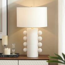 Jurrah 27" Tall Ceramic Table Lamp with Fabric Shade in Matte White/White