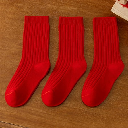 

qazqa baby and children stockings fashion simple solid color stripe comfortable warm red new year socks
