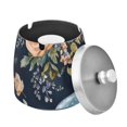 thumbnail image 2 of Whales Floral Roses Ashtray with Lid Cigarette Ashtray Stainless Steel Ash Tray Ash Holder for Home Outdoor, 2 of 7