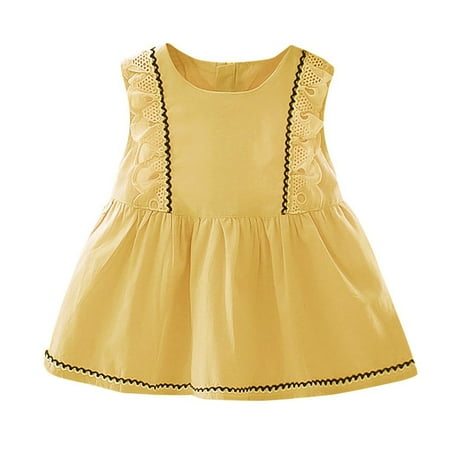 

Summer Girls Floral Dress Ruffles Girls Print Sleeveless Solid Dress Baby Lace Clothes Princess Girls Dress Skirt Spring Clothing