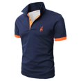 thumbnail image 2 of Bibifish Mens Polo Shirts Antler Stag Embroidery Contrast Accent Short Sleeve Shirts Classic Fit Business Wear Casual Tops, 2 of 4