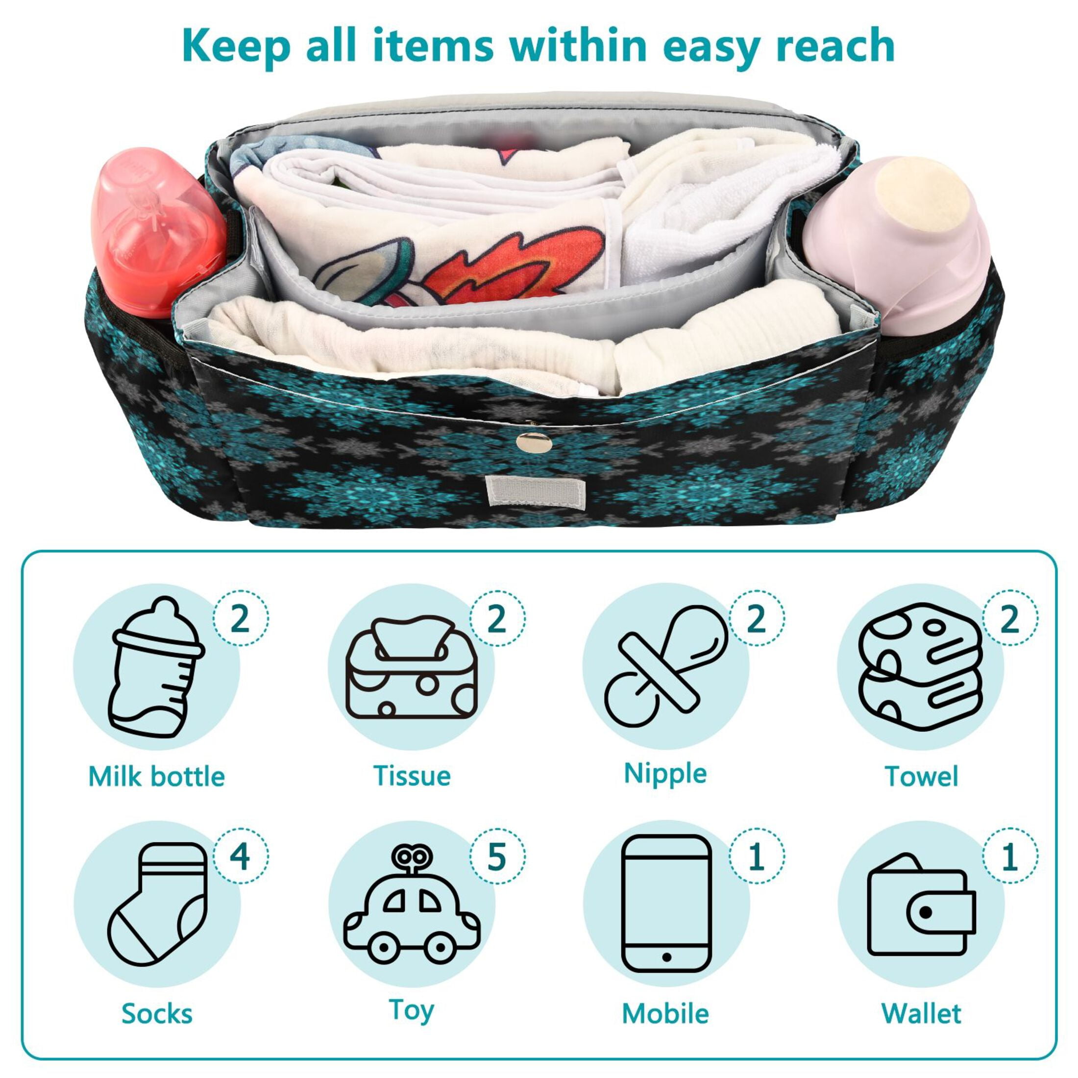 DIXRUYEE Stroller Organizer Azulstar Printed