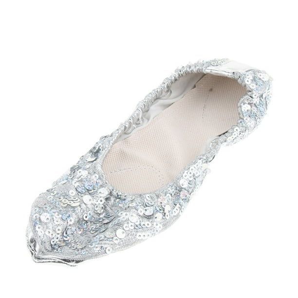 Zapatos de danza del vientre Sunnimix antideslizantes suelas blandas XL plata