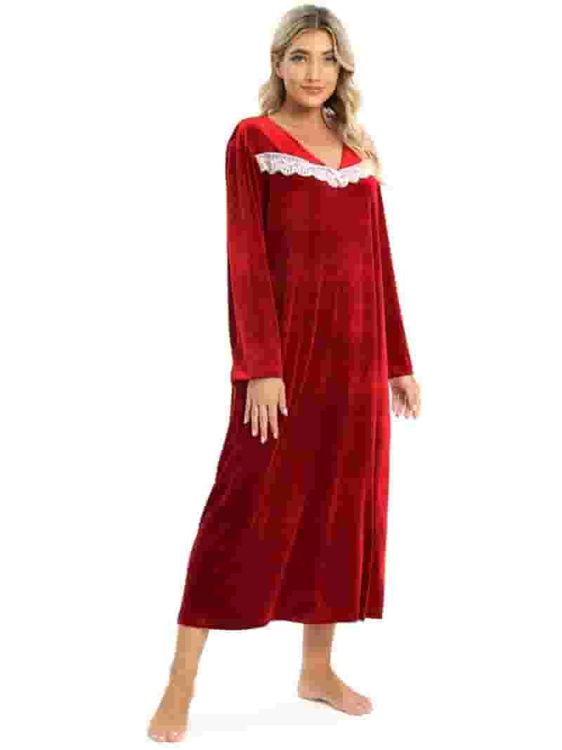 驚きの価格が実現! EFINNY Sleepdress Nightgown Velvet Soft Nightshirt Women's Clothing