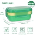 thumbnail image 4 of Bento Box Lunch Box Container, 3 Stackable All-in-One LERWAY Lunchbox Container with Utensil Set and Fruit Fork, 1900ml, Green, 4 of 6
